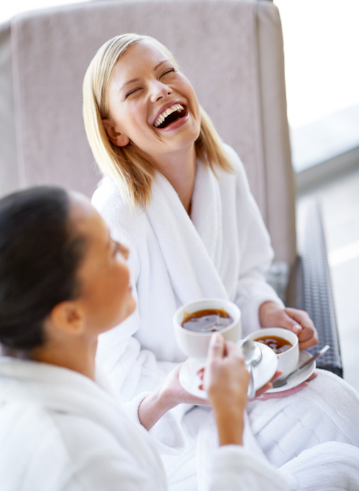 women laughing in spa